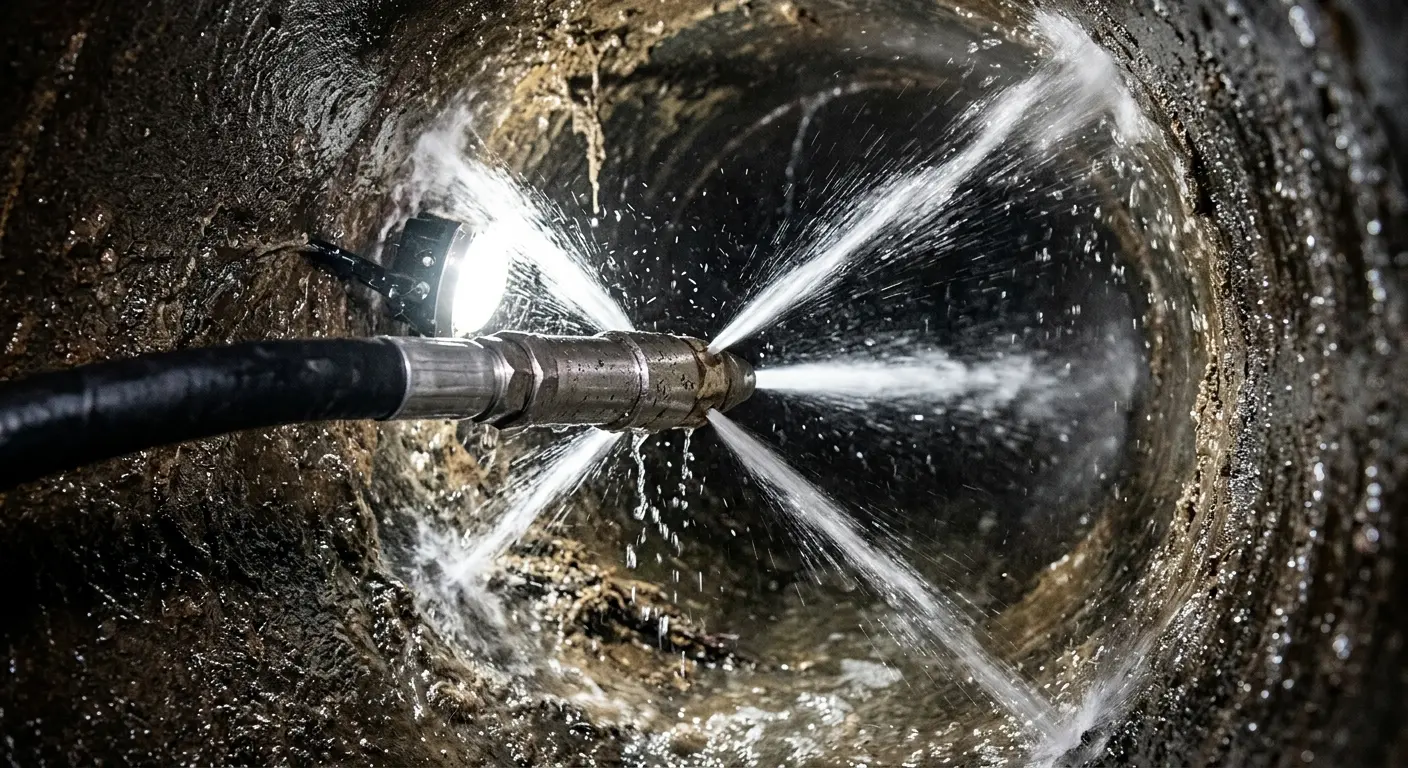High-pressure hydro jetting nozzle cleaning sewer pipe for Storm Drain Cleaning in Port Arthur